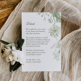 Botanisches Grün - Hochzeitskarte - Vintag Begleitkarte