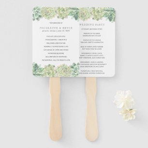 Botanisches Grün Sukkulenten Hochzeitsprogramm Fächer