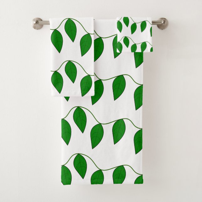 Botanisches Grünes Blätter Naturlandschaftsmuster Badhandtuch Set (Insitu)