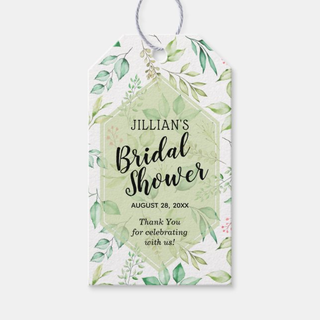 Botanisches Grünes Blätter und Berries Brautparty Geschenkanhänger (Vorderseite)