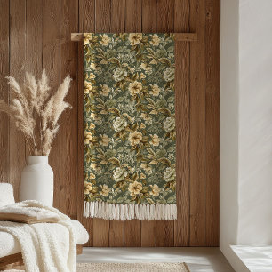Botanisches grünes Gold-Decken-Luxus-Pastell-Touch Fleecedecke