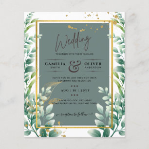 Botanisches Grünes Gold Einladung zur Hochzeit Flyer