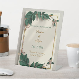 Botanisches Grünes Hochzeitsschild Sockelschild