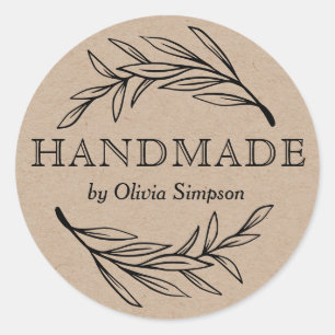 Botanisches Handmade Small Business Personalisiert Runder Aufkleber
