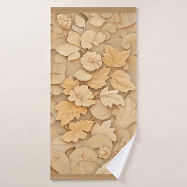 Botanisches Handtuch in warmen, neutralen Farbtöne Badehandtuch (Badehandtuch)