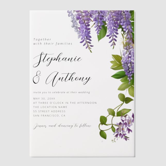 Botanisches Hängen Lila Wisteria Wedding (Vorderseite)