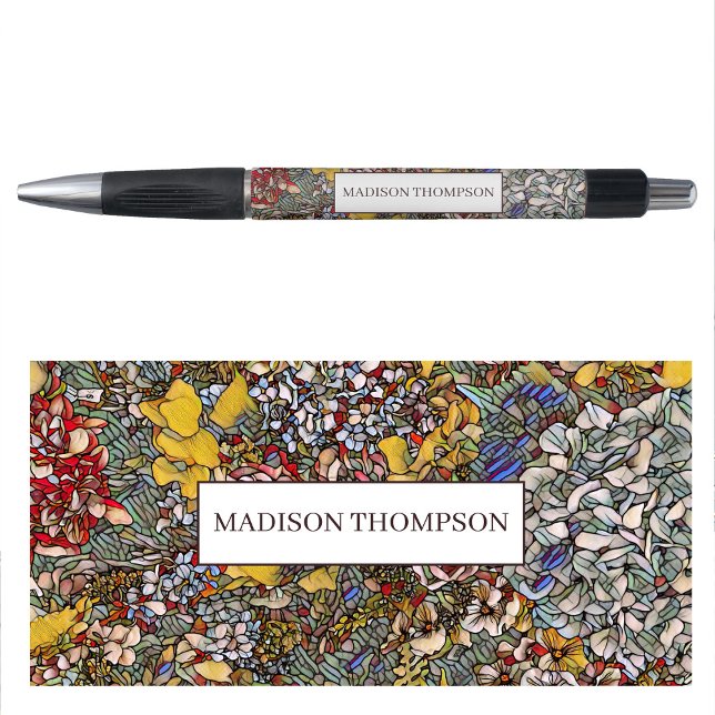 Botanisches Hartglas Kugelschreiber (Stained Glass Botanical Floral Pen)