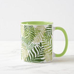 Botanisches Heckmuster auf weißem Blätter Tasse