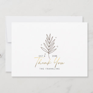 Botanisches Hochzeitlogo Gold Danke-Karte Dankeskarte