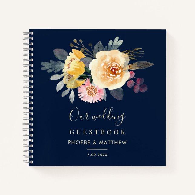Botanisches Hochzeitsbuch für Wasserfarben Notizbuch (Vorderseite)