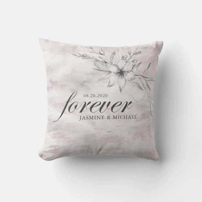 Botanisches Hochzeitskissen mit rustikaler Schablo Kissen (Vorderseite)