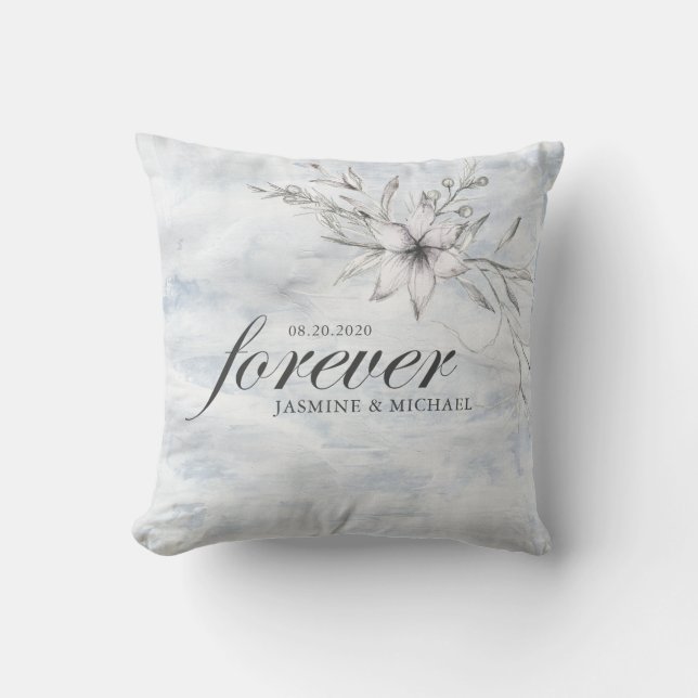 Botanisches Hochzeitskissen mit rustikaler Schablo Kissen (Vorderseite)