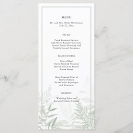 Botanisches Hochzeitsmenü für Wasserfarben Menükarte