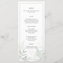 Botanisches Hochzeitsmenü für Wasserfarben Menükarte