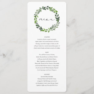 Botanisches Hochzeitsmenü mit Blattwerk Menükarte