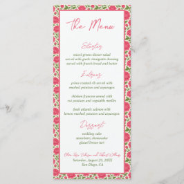 Botanisches Hochzeitsmenü von Bloom Pink Peony Menükarte