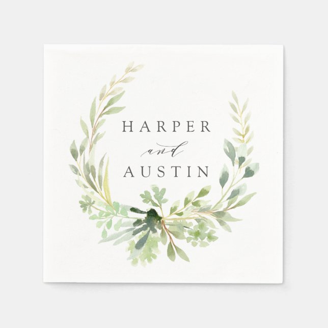 Botanisches Hochzeitspapier Serviette (Vorderseite)