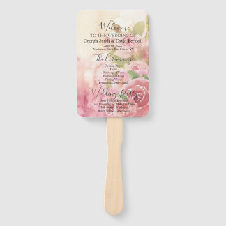 Botanisches Hochzeitsprogramm der Blush-Rose Fächer