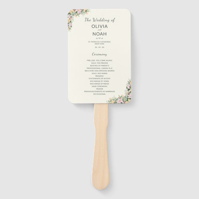 Botanisches Hochzeitsprogramm Fächer (Vorderseite)