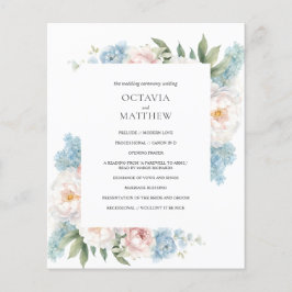 Botanisches Hochzeitsprogramm für sanft-blaue Blum