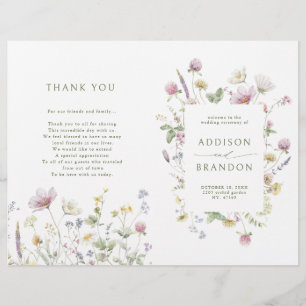Botanisches Hochzeitsprogramm für Soft Pastel-Wild