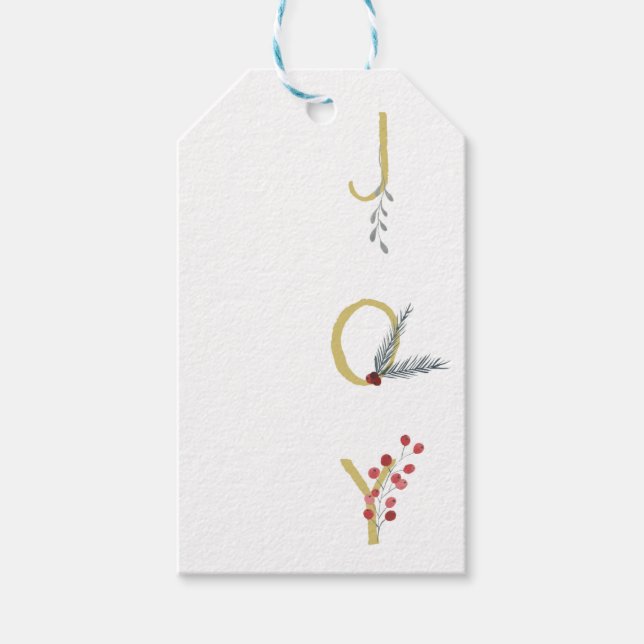Botanisches Holiday Joy Rustic Gold Minimales Part Geschenkanhänger (Vorderseite)