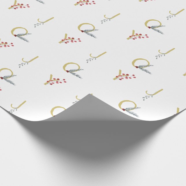 Botanisches Holiday Joy Rustic Gold Minimales Part Geschenkpapier (Ecke)