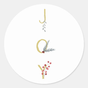 Botanisches Holiday Joy Rustic Gold Minimales Part Runder Aufkleber