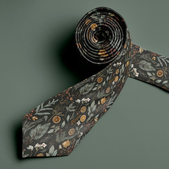 Botanisches Holiday Pattern Necktie mit Monogramm Krawatte (Von Creator hochgeladen)