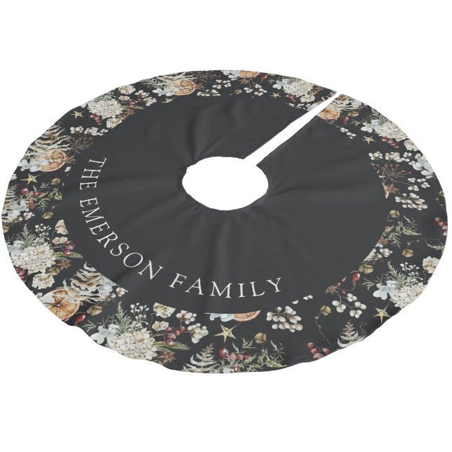 Botanisches Holiday Tree Skirt Polyester Weihnachtsbaumdecke (Schrägansicht)