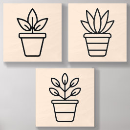 Botanisches Holz-Wandkunst-Set aus 3 Teilen | Happ Holz-Fotofliesen