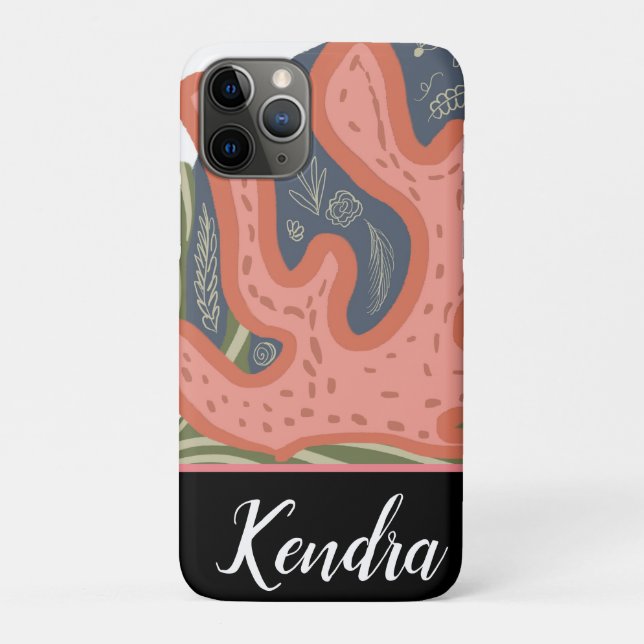Botanisches Illustrationsmuster für das Korallenri Case-Mate iPhone Hülle (Rückseite)