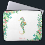 Botanisches Insel-Seepferd Laptopschutzhülle<br><div class="desc">Formen botanische Insel-Blumen des schönen Watercolor und Laub und Seepferd,  personalisierte Laptophülse.</div>