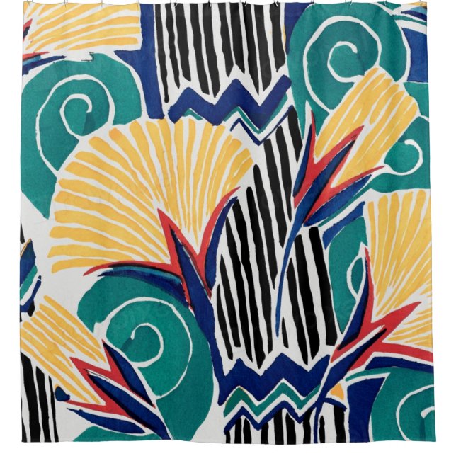 Botanisches Jugendstil-Design Duschvorhang (Vorderseite)