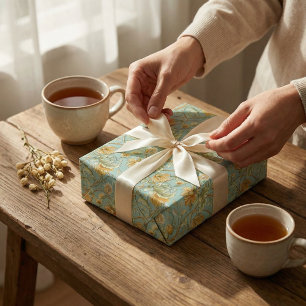 Botanisches Jugendstil-Tapete - Minzgrün Geschenkpapier Set