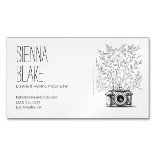 Botanisches Kamera-Logo für Fotografen Magnetische Visitenkarte