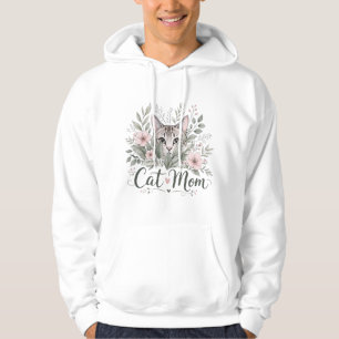 Botanisches Katze-Mama-Blumen-T-Shirt Hoodie
