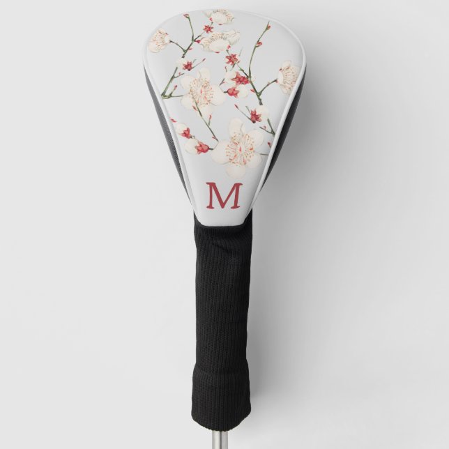 Botanisches Kirschblossom florales Monogramm Golf Headcover (Vorderseite)