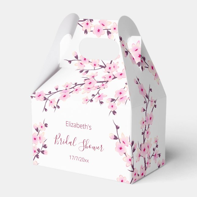 Botanisches Kirschblossom Pink Weißes Brautparty Geschenkschachtel (Vorderseite)