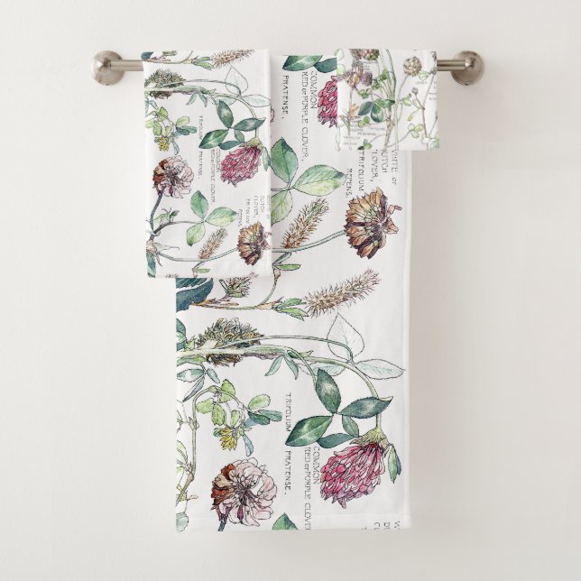Botanisches Klee-Familien-Blumen-Bad-Tuch-Set Badhandtuch Set (Insitu)