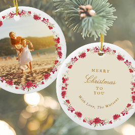 Botanisches Kranz Foto frohe Weihnachten für Sie Keramik Ornament