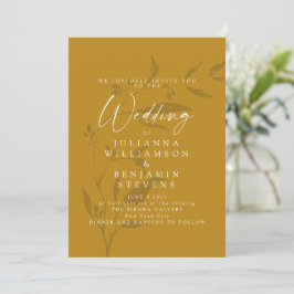 Botanisches Kunstwerk Mustard Yellow Boho Hochzeit Einladung
