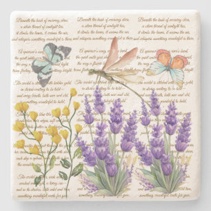 Botanisches Kunstwerk Schöne handgeschriebene Brie Steinuntersetzer