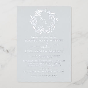 Botanisches Laurel Leaf Wreath Wedding Monogram Folieneinladung