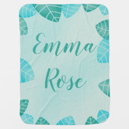 Botanisches Leaf Baby Name Blanket Babydecke