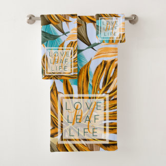 Botanisches Leaf-Muster Badhandtuch Set
