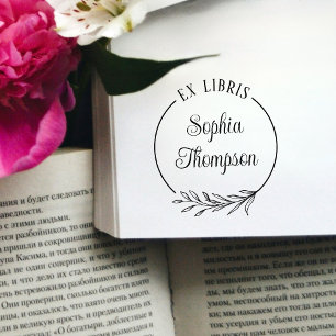 Botanisches Leaf-Skriptname Ex Libris-Buchzeichen Gummistempel
