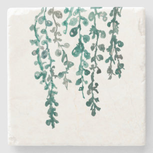 Botanisches Leaf Wasserfarbener Marmor Untersetzer