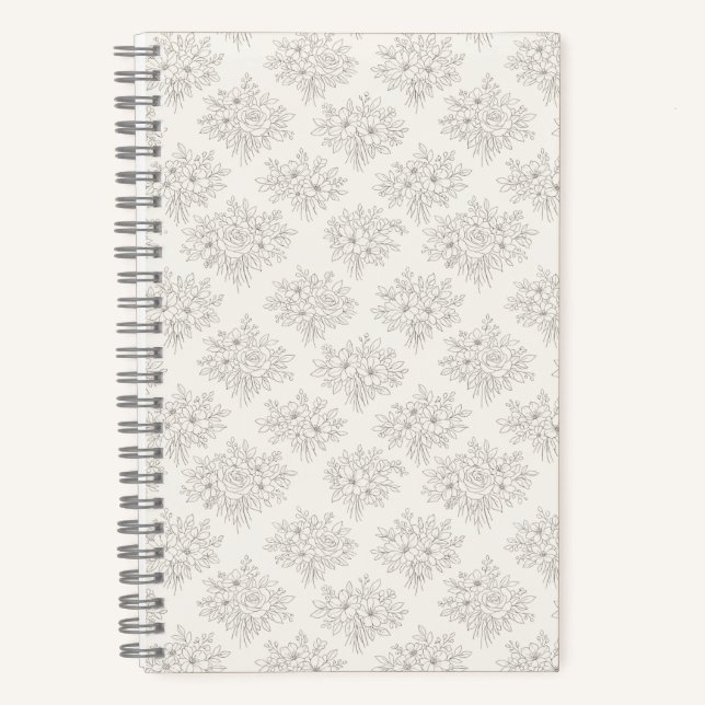 Botanisches Linienblumenmuster Notizbuch (Vorderseite)