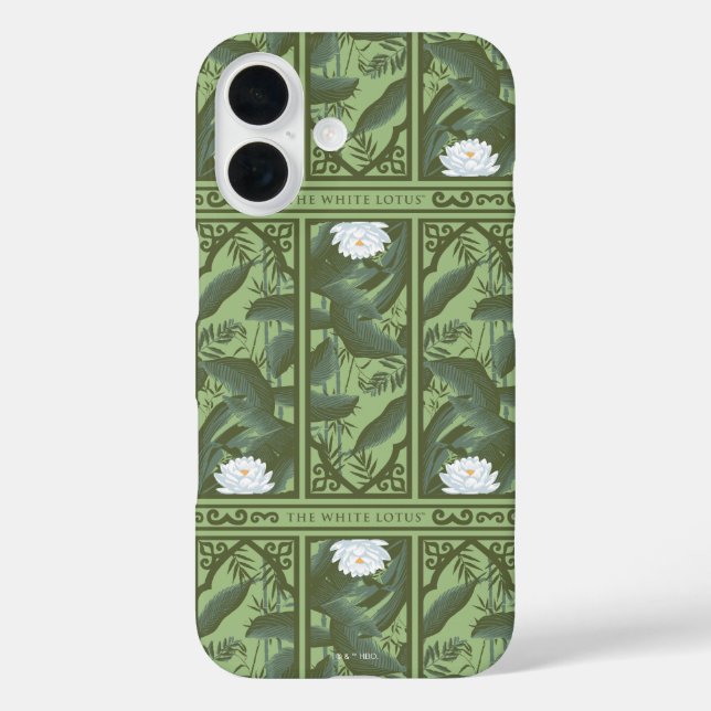 Botanisches Lotus-Muster - Der weiße Lotus iPhone 16 Hülle (Rückseite)